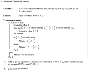 Exercice d'algorithmique du bac 2016